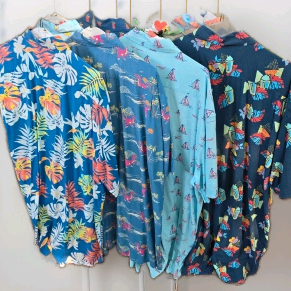 Tipsy Elves Lot Bundle of 8 Men's 2XL Cotton Tropical Short Sleeve Button-Up
